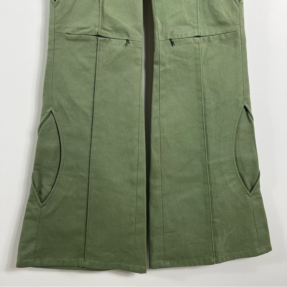 Head Of State Ogun Flare Cargo Zip Cut Out Trousers Size 24 Green - Picture 6 of 9